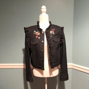 NWT cinq à sept Embroidered Denim Jacket